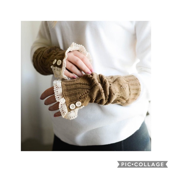 Mocha lace trim arm warmers - Picture 2 of 4